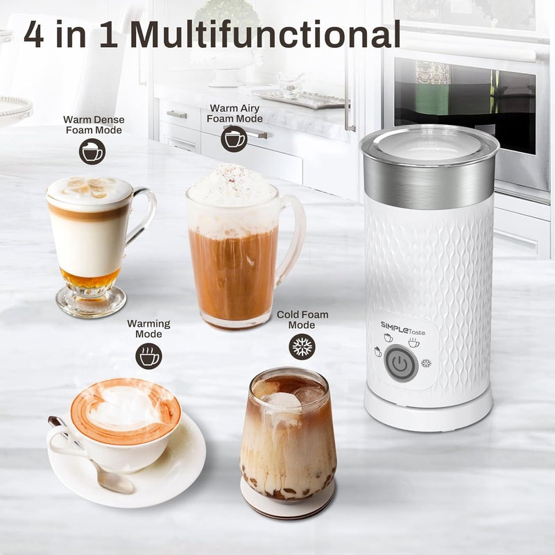 SIMPLETASTE Milk Frother, 4-in-1 Electric Milk Steamer, Automatic Warm and Cold Foam Maker and Milk Warmer for Latte, Cappuccinos, Macchiato - Image 3